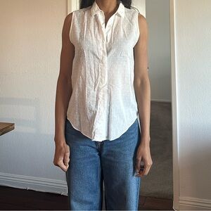 Jenni Kayne White Sleeveless Button Up